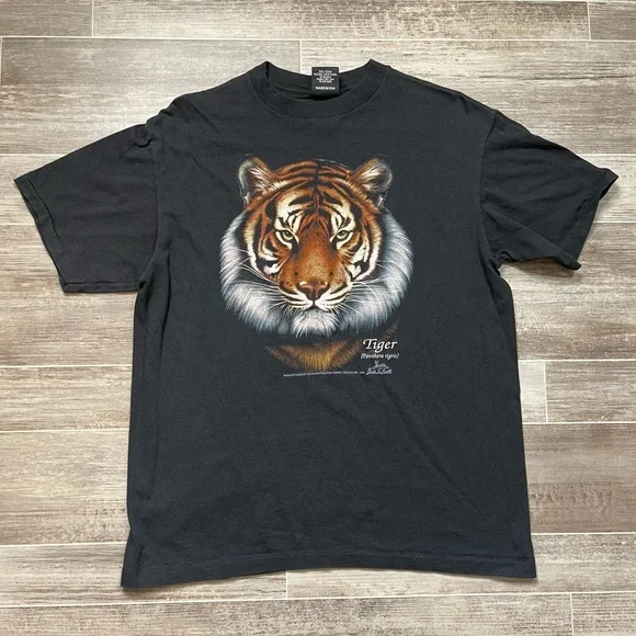 Vintage | Shirts | Vintage 3d Emblem Tiger Nature T Shirt
